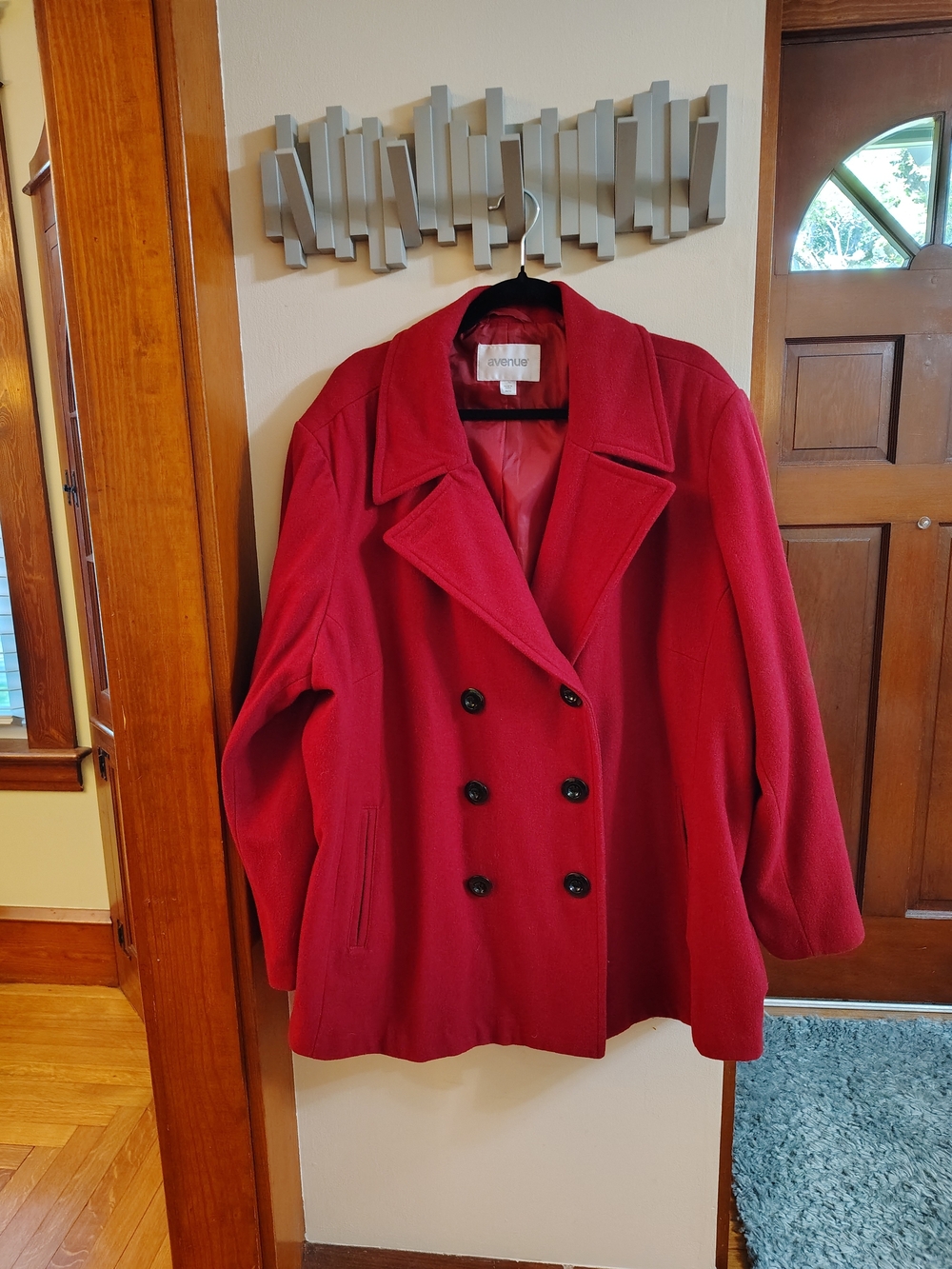 Avenue Women's Red Double-Breasted Peacoat